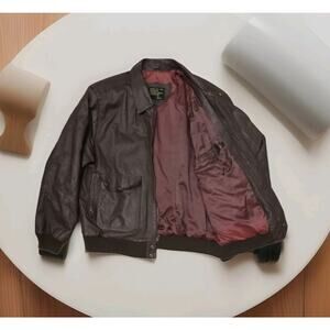 Adler Genuine Leather Vintage Bomber Brown Jacket Size Large